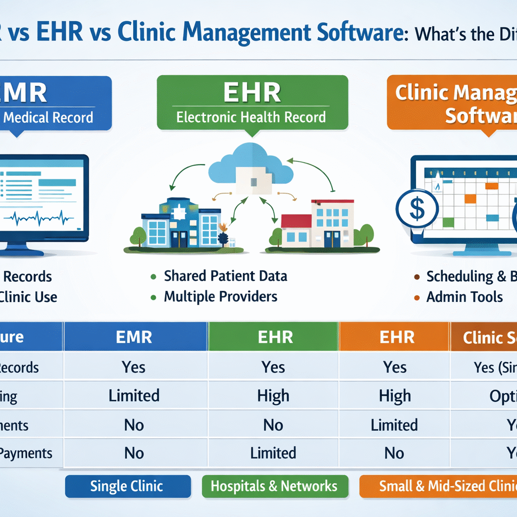 EMR VS EHR VS CLINIC