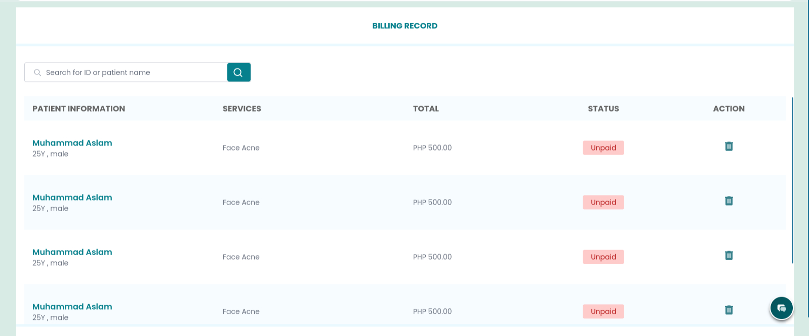 HIPAA billing module